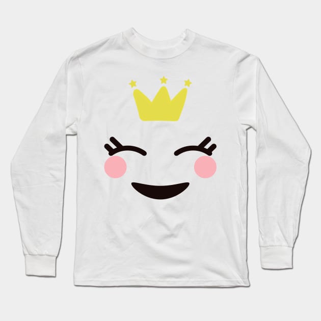 Kawaii face with crown Long Sleeve T-Shirt by Once Upon a Find Couture 